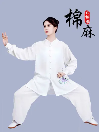 トレーニング ウェア 太極拳 体操 カンフー カンフーウェア スポーツウェア 綿麻 中国 太極拳 練習 競技 パフォーマンス エレガント レディース