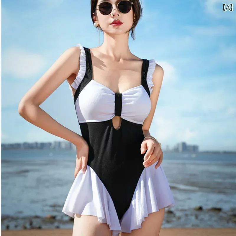 レディース 夏 水着 かわいい プール ビーチ 海水浴 レジャー ワンピース カレッジ スタイル スーパー フェアリー スカート ボクサー アングル スリム 見え 休暇 保守的 学生