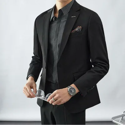 ジャケット 上着 メンズ ビジネス フォーマル 韓国 スリム 花婿 付添人 新郎 ウェディング 大きめサイズ フラットカラー シングルブレスト メンズ