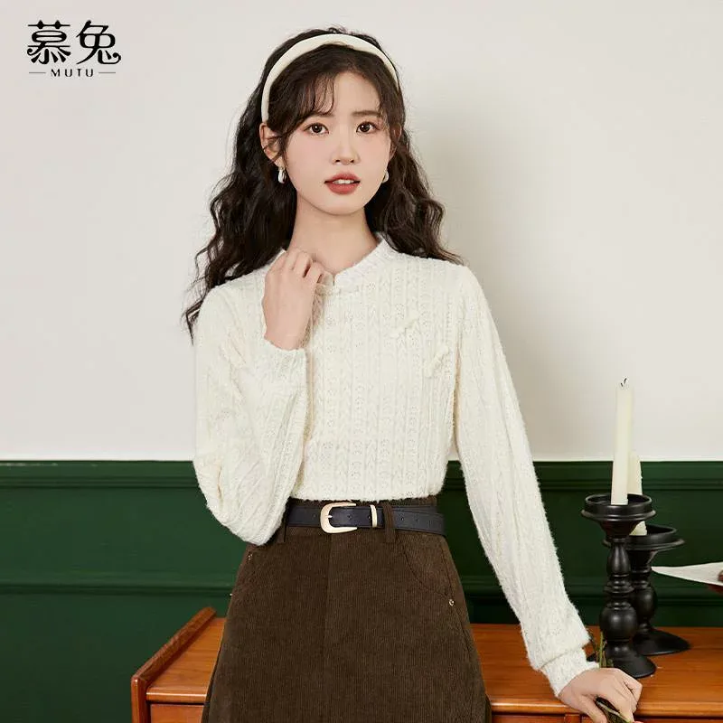 シャツ トップス レディース ファッション カレッジ 大人かわいい 中華風 ディスク ボタン レース 女性 秋 ハイエンド