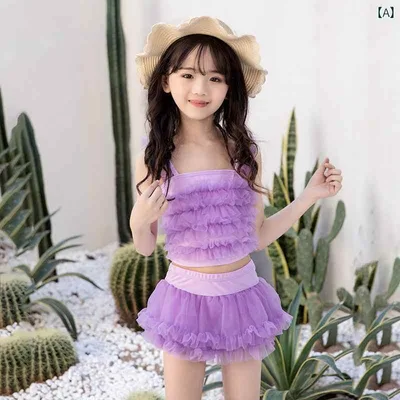 夏 水着 キッズ リゾート プール ビーチ 水泳 水遊び 子供用 スイムウェア 女の子 ベビー リトル プリンセス スプリット スカート レース スーツ