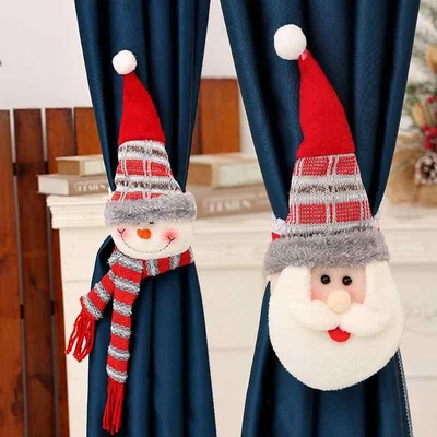 クリスマス カーテン留め かわいい サンタ 雪だるま トナカイ 窓飾り 布製 おしゃれ 欧米風 インテリア雑貨