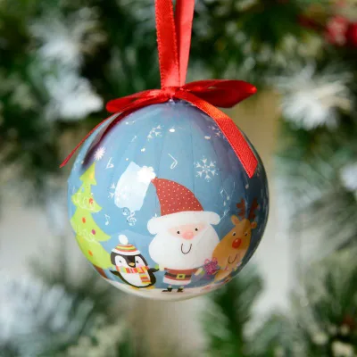 クリスマスボール 軽量 割れにくい フォーム製 キャラクター ユニークデザイン 彩色ペイントプリント クリスマスツリー オーナメント 飾り 7cm ブルー レッド