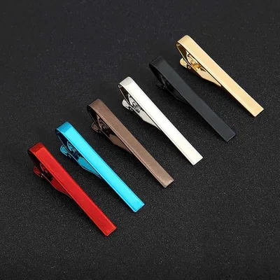 ネクタイピン メンズ 男性用 シンプル 光沢 鏡面仕上げ 5.6cm フラットトップ型 合金製 電気メッキ加工 ビジネス フォーマル ゴールド シルバー ブラック レッド ロイヤルブルー ブラウン グレー 銅色