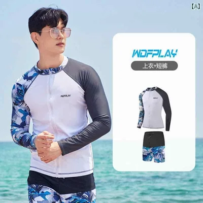 ウェット スーツ サーフウェア メンズ メンズ ファッション 夏 夏 スイム ウェア 水着 長袖 パンツ シュノーケリング 日焼け防止 速乾 セパレート
