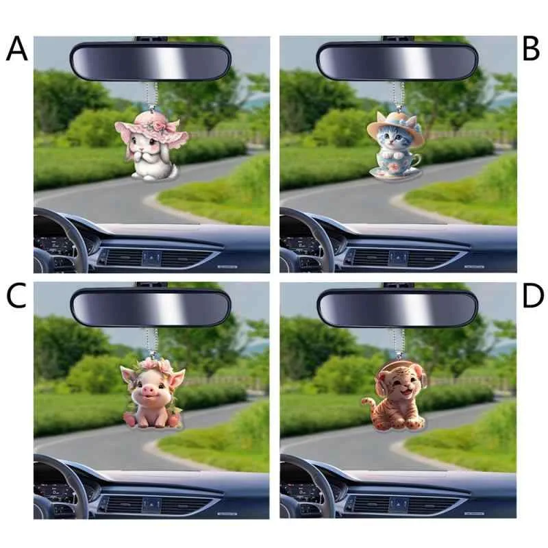 キーホルダー かわいい 小動物 虎 猫 犬 ペット キーリング バッグチャーム アクリル製 個性的 車内用 バックミラー 飾り おしゃれ ストラップ