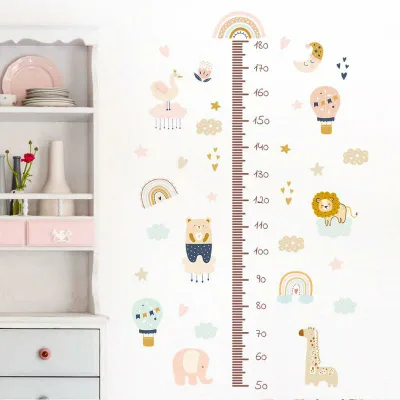 ウォールステッカー 防水 かわいい キャラクター 小動物 雲 身長計 子供部屋 キッズルーム 幼稚園 保育園 教室 リビング 寝室 背景 壁飾り デコレーション 模様替え