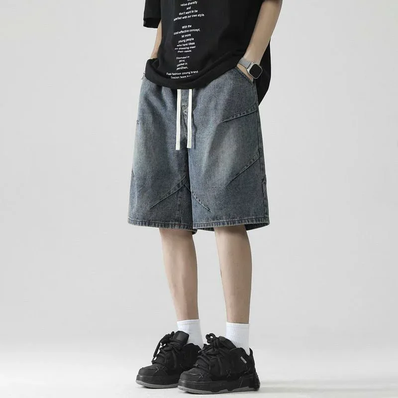 ショートパンツ メンズ デニム ストレート ゆったり ルーズフィット アメカジ カジュアル ワークスタイル 微ストレッチ 夏用 着回し コットンブレンド タウンユース