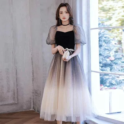 Women's Dress, Banquet, Evening Dress, Party, Coming of Age Ceremony, Graduation Ceremony, Thank You Party, Recital, Concert, Invitation, Elegant, Formal, French Style, Long Length, A-Line, High Waist, 3/4 Sleeve, Polyester Material