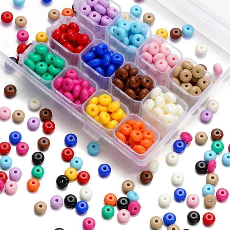 ビーズ アクリル カラフル ミックスカラー フラット そろばん型 バラビーズ 約4.5×8mm 50個セット DIY ハンドメイド 手芸 アクセサリー パーツ スペーサー