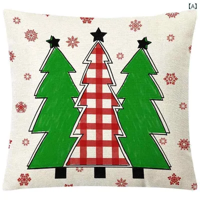 Cushion cover 4-piece set Christmas linen square 45x45cm Scandinavian fashion bed sofa car decoration interior miscellaneous goods backrest pillow cover