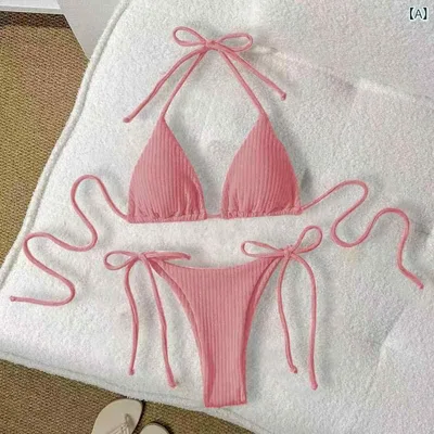 ビキニ レディース セパレート 水着 バックシャン セクシー 三角ビキニ 体型カバー 胸パッド付き ナイロン 無地 ビーチ リゾート プール スイムウェア 欧米風