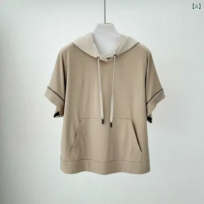 セットアップ レディース 春夏 半袖 フード付き パーカー ショートパンツ 2点セット コットンスムース カジュアル ルームウェア 部屋着 切り替え スポーティ バイカラー