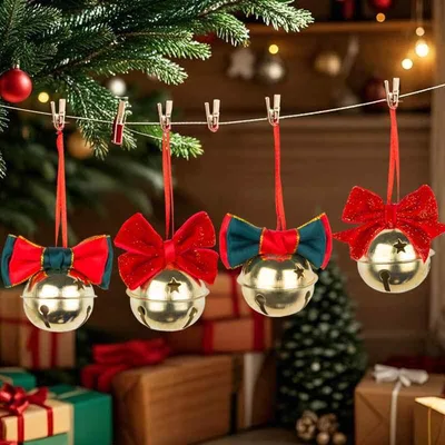 クリスマスオーナメント リボン ベル 鈴 飾り 装飾 クリスマスツリー 吊り下げ デコレーション ベロア調 サテン 高級感 かわいい おしゃれ 赤 金 インテリア パーティー イベント