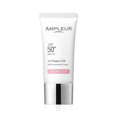 アンプルール 日焼け止め美容液 SPF50+ PA++++ WプロテクトUV トーンアップP 30g 日焼け止め 顔 SPF50+ ウォータープルーフ 化粧下地 化粧直し 日焼け uvカット プレゼント サクラCICA
