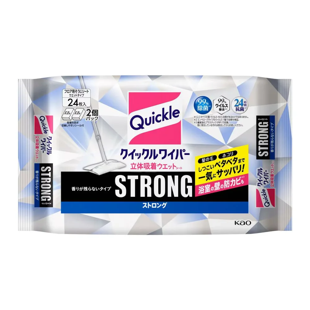 クイックルワイパー フロア用掃除道具 立体吸着ウエットシート ストロング ガンコな油汚れ対応 24枚