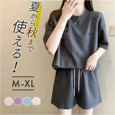 ルームウェア レディース 夏 上下 定番 部屋着 パジャマ 半袖 セットアップ Tシャツ パンツ 寝巻き 2点セット 短パン ショートパンツ 可愛い おしゃれ 春 夏用 リラックス 楽ちん ゆったり シ