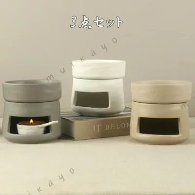 アロマポット アロマバーナー アロマディフューザー 3点セット 陶器製 キャンドル式 アロマオイル用 インテリア リラックスグッズ ギフト おしゃれ