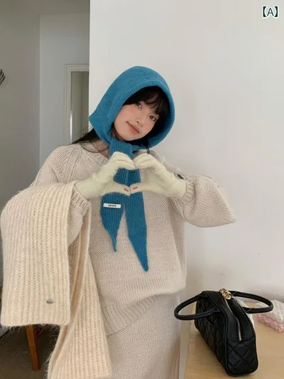 レディース かわいい 帽子 深海 深海 ライト アップ 冬 くすんだ 青い 目出し帽 ニット ウール 帽子 女性 赤 ずきん