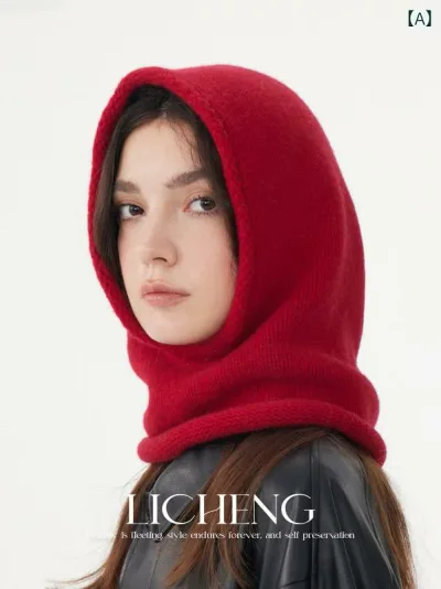 レディース カジュアル 帽子 Licheng 100 羊 ウール 秋冬 ネック カバー ワンピース ニット 帽子 レデイース 耳の 保護 暖かい 目出し帽