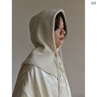 レディース かわいい 帽子 秋冬用 バラクラバ 帽子. 女性用. 冬用 首 回り 暖かい 耳 保護 帽子. 一 体型 スカーフ プルオーバー ニット ウール 帽子