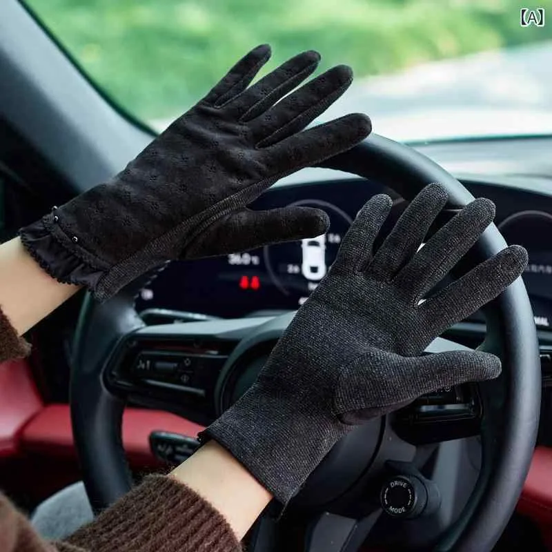レース手袋 レディース 薄手 【 品質 セレクション】 アウトドア サイクリング ドライビンググローブ レディース レース 薄手 春秋冬 タッチ スクリーン 滑り止め 暖かい