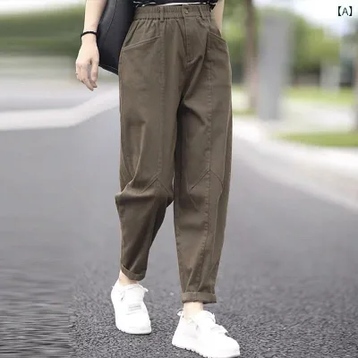 レディース パンツ レディースカジュアル カーゴパンツ 春秋 スリムフィット パンツ 2024年の新 スタイル ママ パンツ 大きめ サイズ キャロット スタイル パパ スタイル パンツ