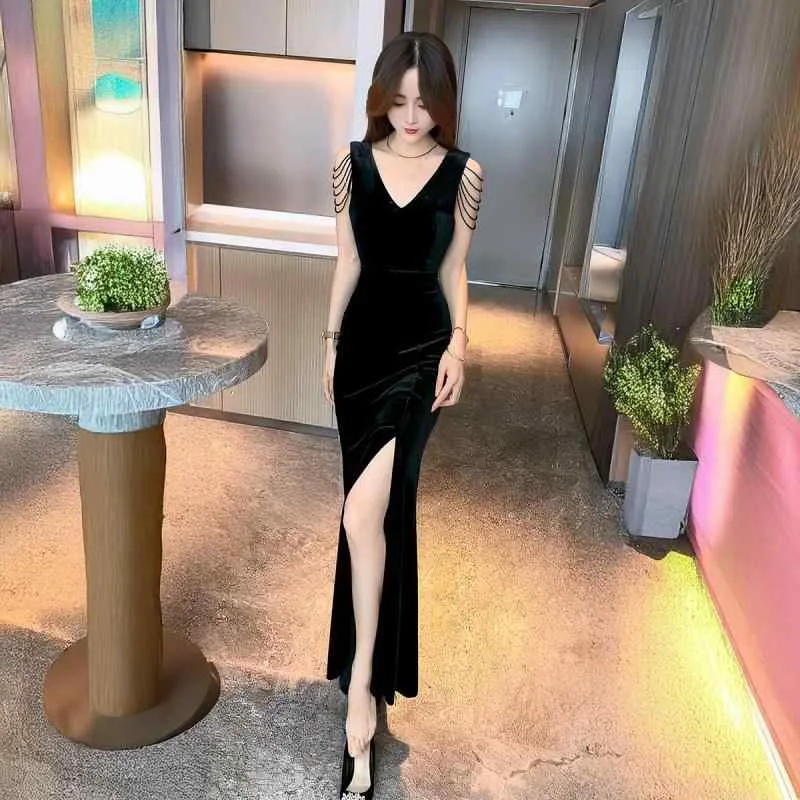 ワンピース レディース 春秋 セクシー フレンチスタイル キャミワンピ スリット マーメイド ドレス 膝丈 ロングスカート タイト お呼ばれ パーティー 二次会 結婚式 デート 綺麗め フェミニン エレガント 伸縮性 身体のラインを綺麗に見せる 体型カバ