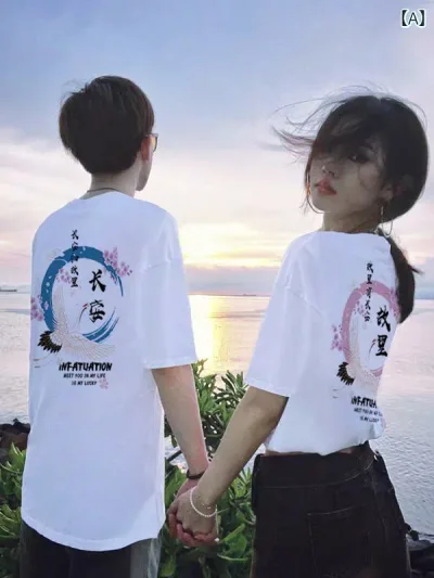 Tシャツ レディース メンズ 半袖 トップス カットソー ペアルック お揃い リンクコーデ カップル 七夕 デート ゆったり ビッグシルエット 体型カバー 大きいサイズ 高級感 デザイン性 スタイリッシュ カジュアル 普段使い 重ね着風 切り替え 無地