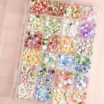 ネイルパーツ セット レディース 樹脂製 リーフ 花 フラワー 花のフェアリー 混合タイプ マニキュア デコレーション ネイルアート 素材キット 詰め合わせ セルフネイル用品 3D立体 パーツ ジェルネイル アクセサリー材料 繊細な装飾