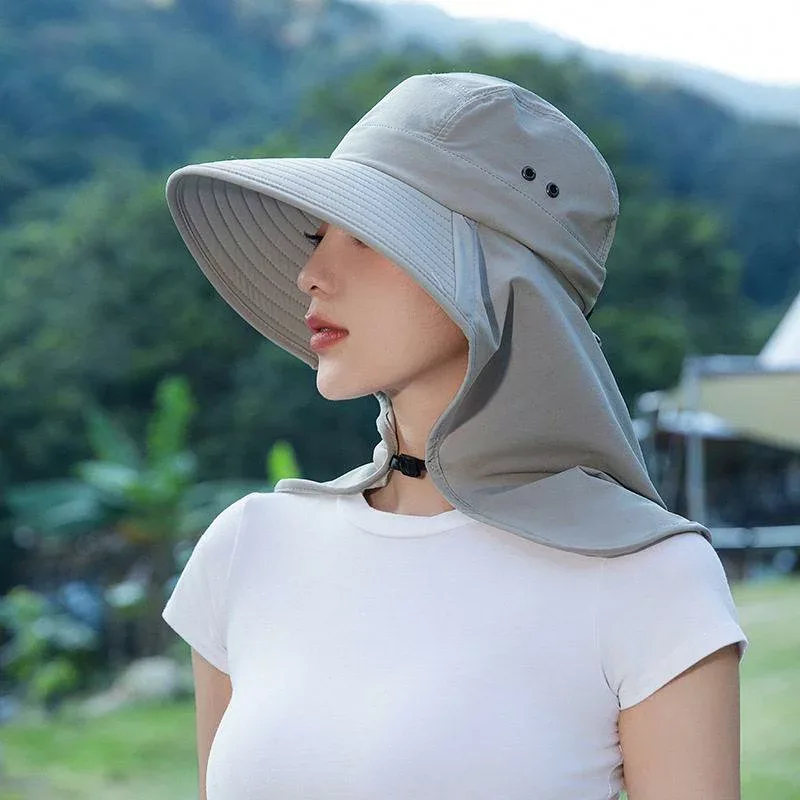 帽子 レディース 春夏 つば広 ハット 日よけ帽子 ショール ネックカバー 紫外線対策 UVカット 遮光 日焼け防止 折りたたみ 通気性 軽量 持ち運び アウトドア 釣り 登山 自転車 散歩 庭仕事 公園 遠足 旅行 レジャー 紫外線カット 首ガード 農