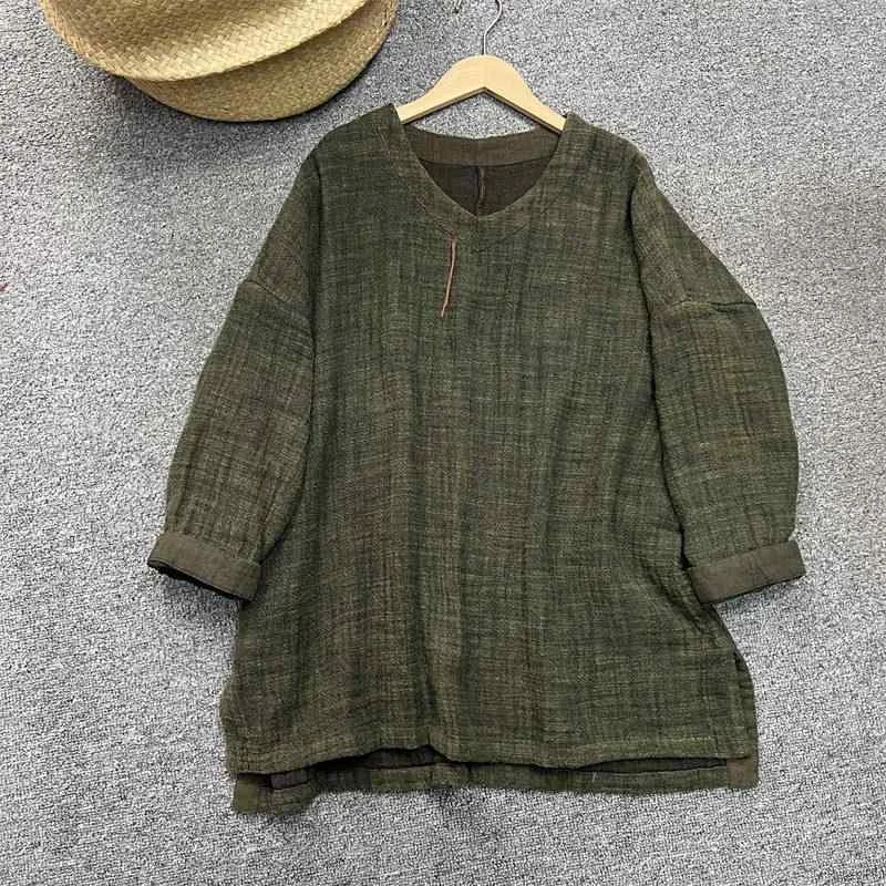 トップス レディース Vネック シャツ リネン 麻混 ゆったり 体型カバー 大きいサイズ 長袖 ブラウス 無地 シンプル ナチュラル 切り替え 質感 着痩せ 細見え 普段使い カジュアル 通勤用 上品 通気性 柔らかい 春秋