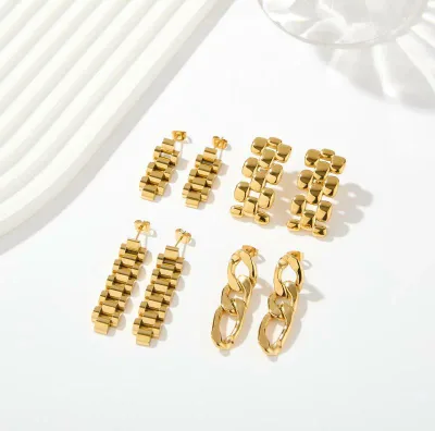 ピアス レディース アクセサリー 18K金メッキ チタン鋼 ジュエリー チェーン イヤリング スタッドピアス おしゃれ シンプル 高級感 耳飾り かわいい プレゼント エレガント 普段使い デイリー パーティー 大人カジュアル 上品 華やか 金属