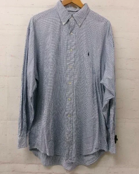【中古】POLO by Ralph Lauren ポロバイラルフローレン 長袖襟シャツ チェック柄 ライトブルー SS 991901666