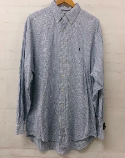 【中古】POLO by Ralph Lauren ポロバイラルフローレン 長袖襟シャツ チェック柄 ライトブルー SS 991901666