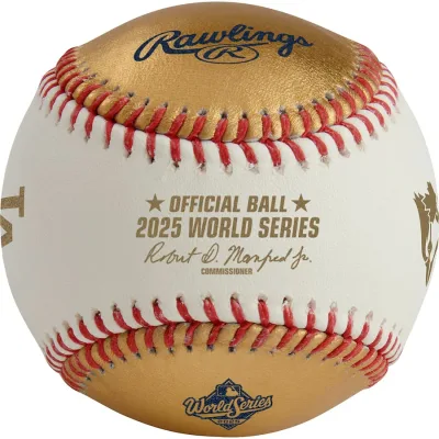 MLB ドジャース vs ブルージェイズ ボール ワールドシリーズ2025進出 Dueling Teams Logo Baseball Rawlings ホワイト ゴールド