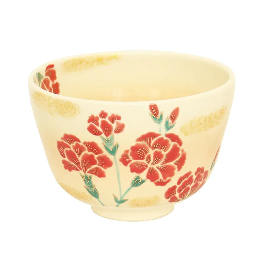 茶道具 抹茶茶碗(まっちゃちゃわん) 茶碗 色絵 カーネーション 加藤 起楽 母の日