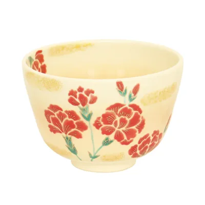 茶道具 抹茶茶碗(まっちゃちゃわん) 茶碗 色絵 カーネーション 加藤 起楽 母の日