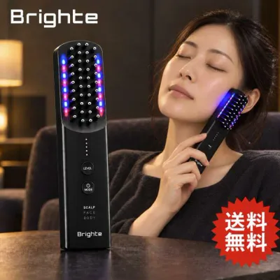 Brighte ブライト ELEKI BRUSH+ エレキブラシプラス BRT-FSB180 Aiロボティクス ブラシ型美顔器 EMS RF 赤色LED 青色LED 顔 頭皮 全身 ボディケア 防水 IPX6 5段階レベル調整