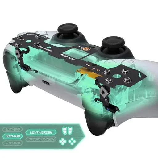 eXtremeRate ps5コントローラーBDM-030ショルダー&フェース&方向キー対応用ライトバージョンホールクリッキーキット、 ps5コントローラー向けカスタムマイクロスイッチL2R2フェイスボタンクリ…