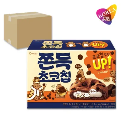 CW 餅チョコチップ 90g(5P) 18個 箱売り 1BOX / チョンウ もちもち チョコチップ 韓国お菓子