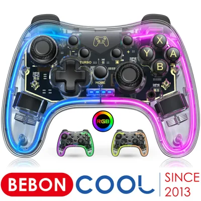 【300円クーポン配布】BEBONCOOL Switch/Switch2 コントローラー プロコン Switch/Switch2/有機el/lite対応 Bluetooth接続 無線 TURBO連射機能 三重振動 6軸ジャイロ スリープ解除 アプリ設定 透明 10色変換RGBライト ニンテンドー スイッチ コントローラー 送料無料