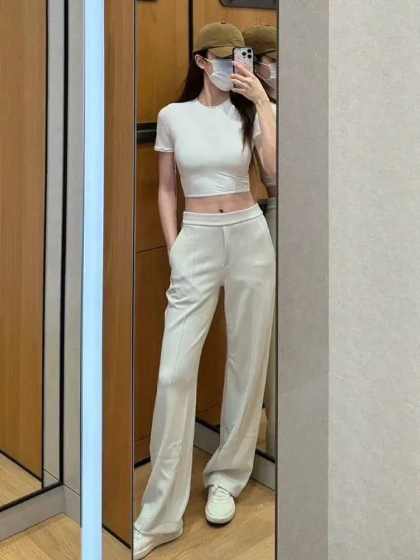 パンツ レディース モーダル 高見え 美脚 ストレート ズボン ボトムス 普段使い お洒落 ブラック ブルー ホワイト