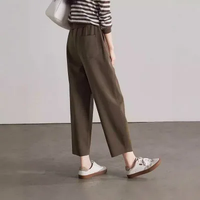 パンツ レディース ハーレムパンツ テーパードパンツ ポリエステル混紡 カジュアルパンツ 高見えパンツ スポーティー 普段使い 秋冬 グレー カーキ ブラック