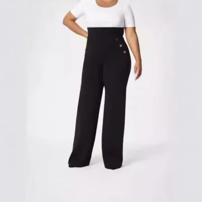 パンツ レディース 直筒パンツ 高 Elastic ウエスト ポリエステル 混紡 カジュアル 長ズボン 黒 ブラック 紺 ネイビー ベージュ 大きいサイズ ストレッチ 伸縮性 秋冬