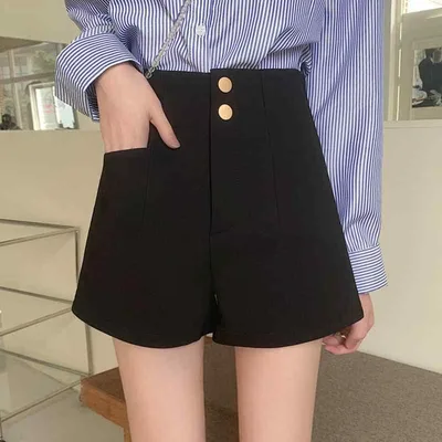 ショートパンツ レディース 春夏 高腰 ワイドレッグパンツ キュロット 黒 接触冷感 ゆったり Aライン 涼しい リラックスパンツ 再生繊維 普段使い 通勤 オフィス ブラック