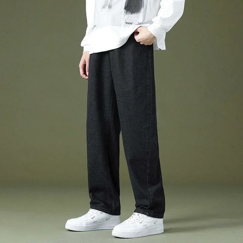 ジーンズ メンズ パンツ デニムパンツ ストレート ワイドパンツ ウォッシュ加工 ヴィンテージ風 無地 カジュアル 普段使い ゆったり 青年 秋 110文字以内