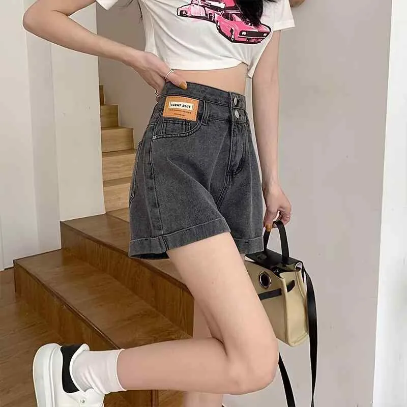 ショートパンツ レディース デニムパンツ ハイウエスト ロールアップ ショート丈 ズボン ボトムス 美脚 伸縮性 軽量 オールシーズン 普段使い カジュアル シンプル