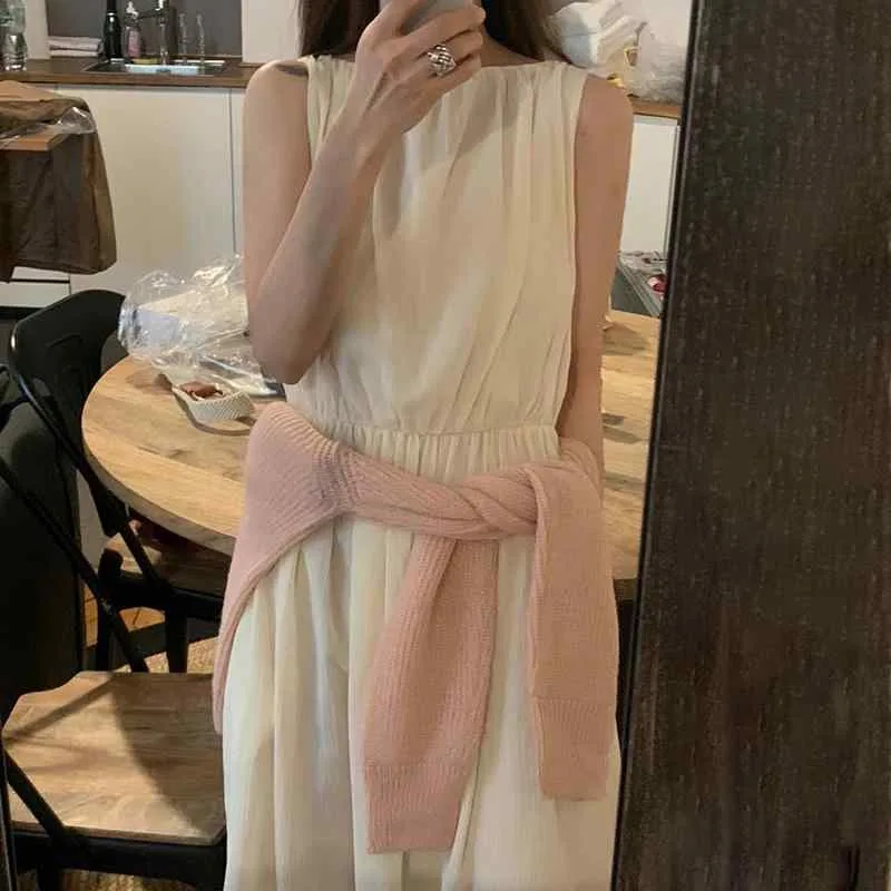 ワンピース レディース 春夏 韓国風 小さなデザイン シンプル かわいい きれいめ 知的 ミニマル風 ウエストマーク 細見え 効果 膝丈 ロング丈