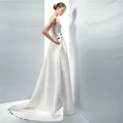 ウエディングドレス 結婚式 Aラインドレス ロングドレス お呼ばれ服 パーティードレス 二次会 ウェディングドレス エンパイア 花嫁 ブライダル 発表会 大きいサイズ/小きいサイズ サテン 夏 サッシュベルト 前撮り 後撮り フォトウェディング ウェディングフォト 挙式 披露宴